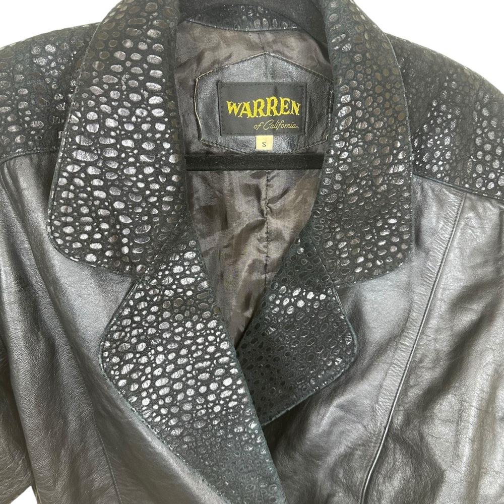 Whimsigoth Edgy Vintage Black Genuine Leather Cropped Moto Biker Jacket Size S - Picture 6 of 10